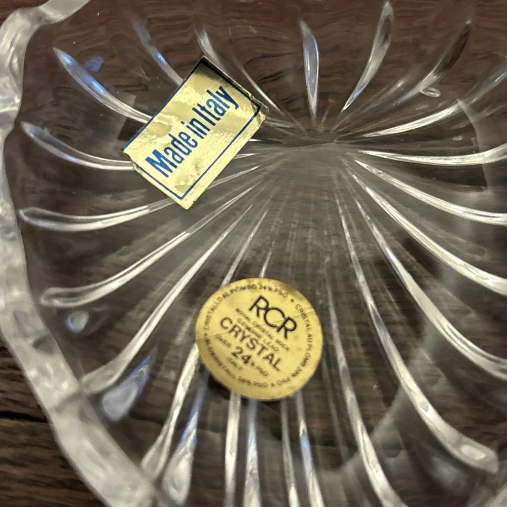 Vintage Crystal Heart Shaped Interlocking Trinket Jewlery Box RCR Made In Italy